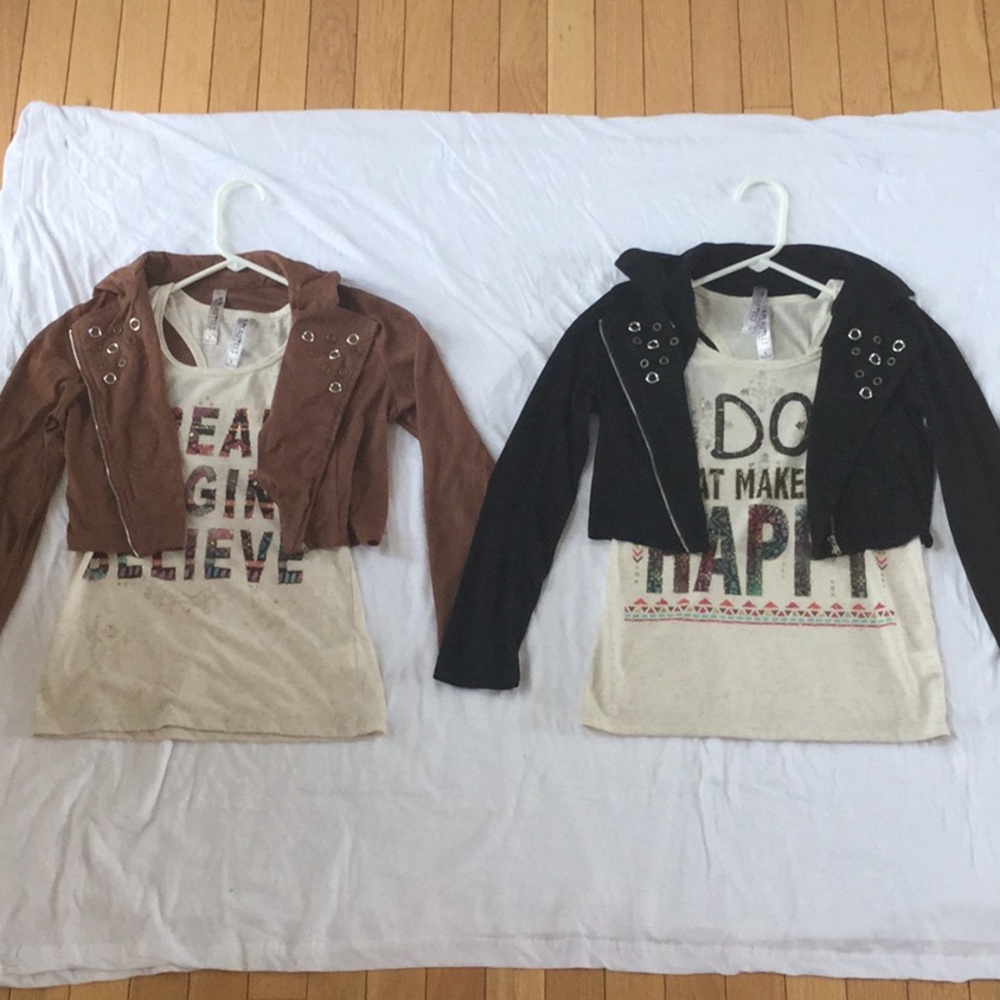 Girl’s Suede Jackets and Matching Shirts Sets!